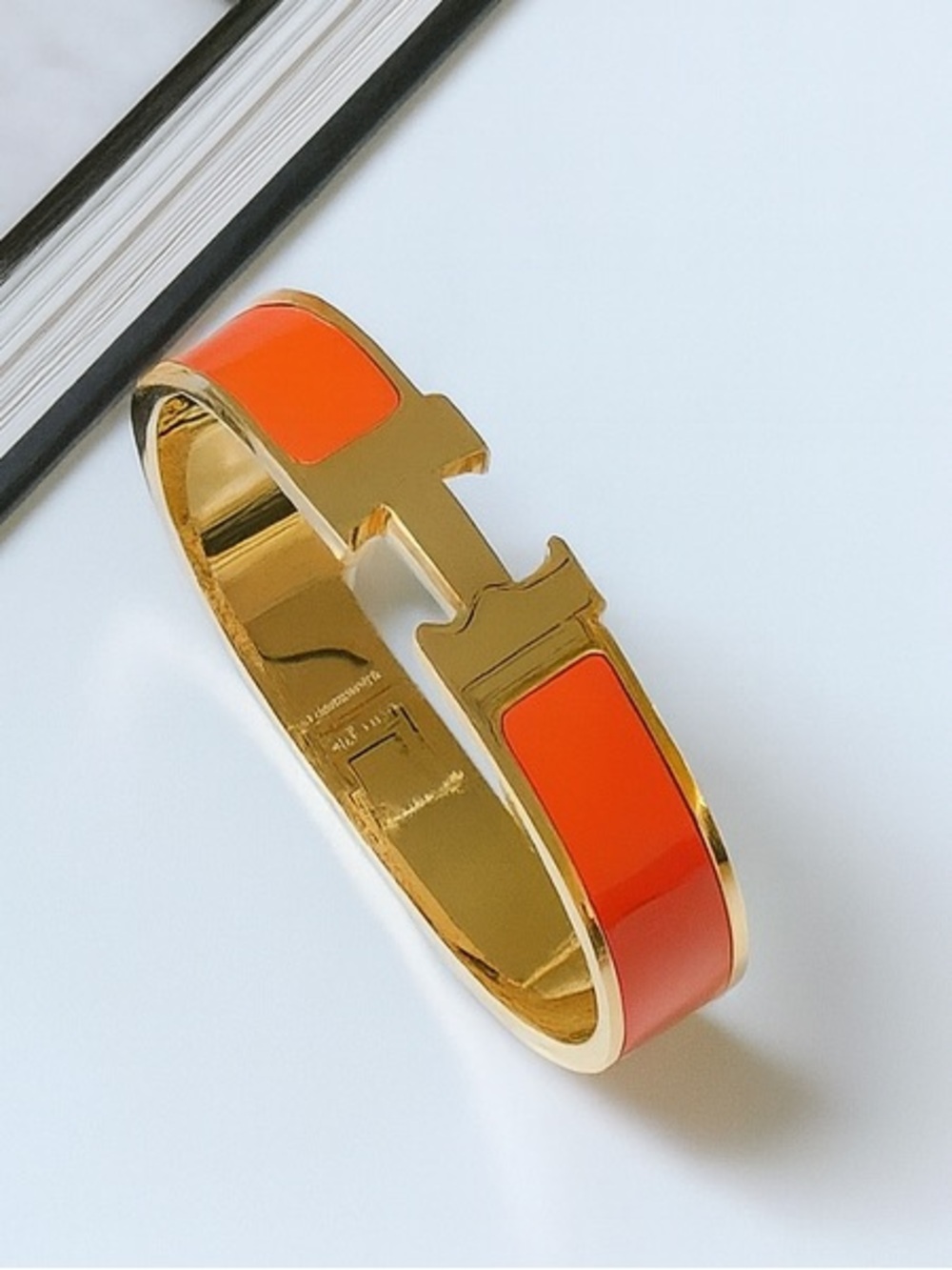 New Clic H Gold Plated Enamel Bracelet - Orange/Gold